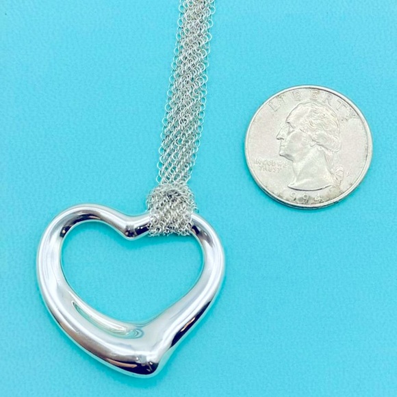 ๐ธ Authentic Tiffany & Co. Peretti Open Heart Pendant On Mesh Chain - Picture 8 of 9